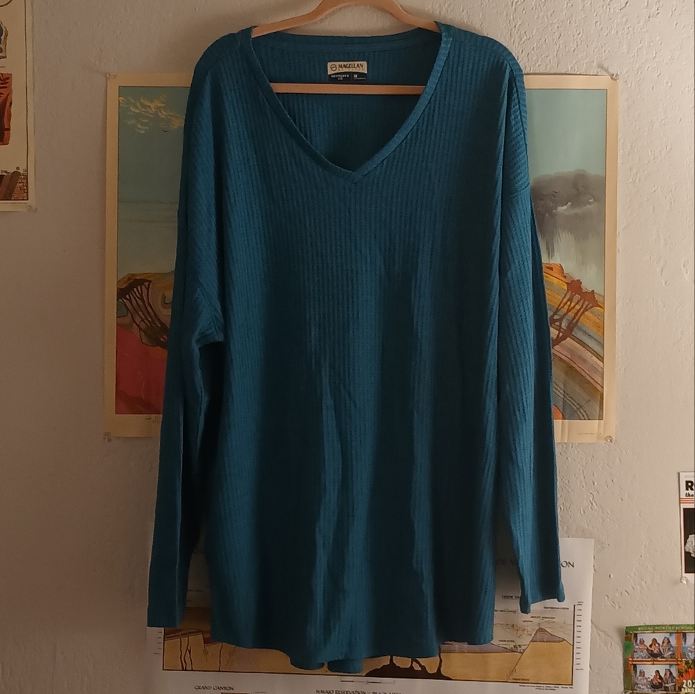 Magellan Outdoors Boyfriend Fit Ribbed Long Sleeve Flowy Tunic 3X